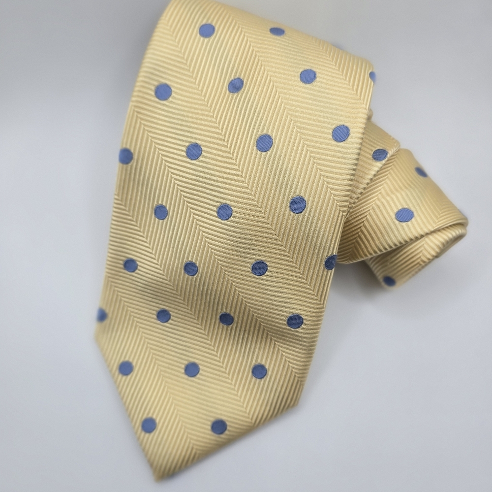 Club Room Gold Silk Tie with Blue Dots